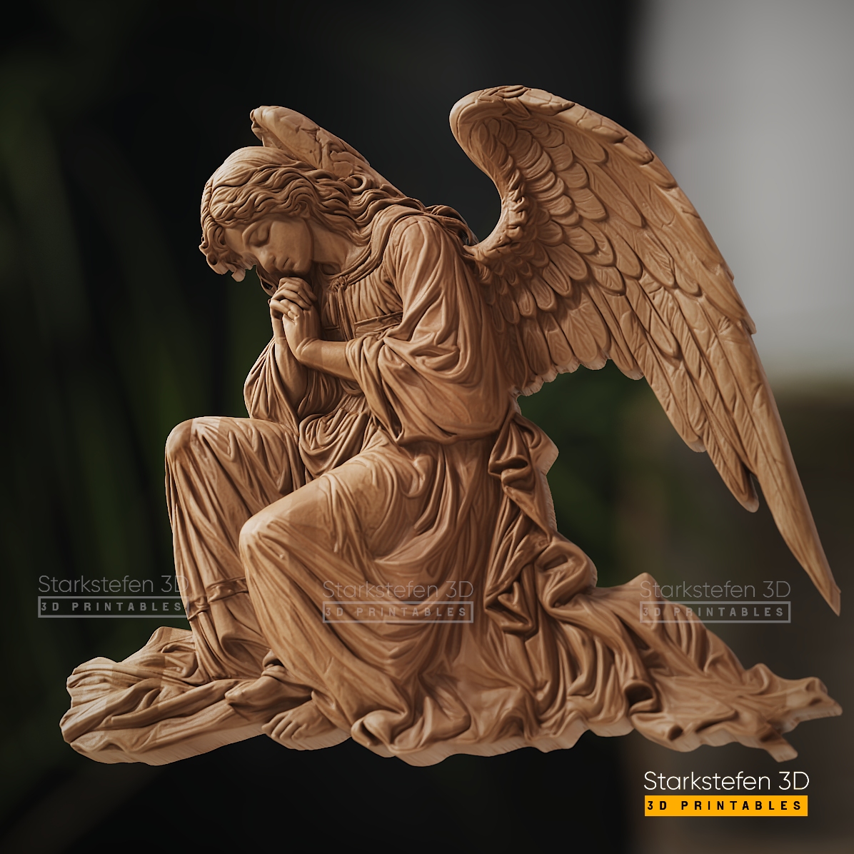 Angel praying relief cnc and stl