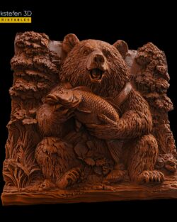 Bear with fish  relief