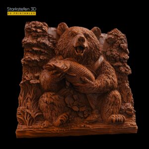 Bear with fish  relief