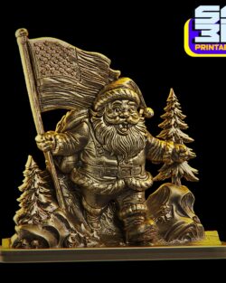 Santa with USA Flag christmas celebration Decor  stl format