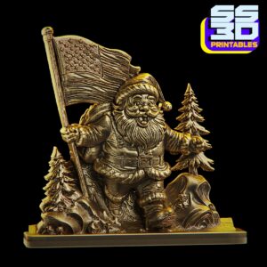 Santa with USA Flag christmas celebration Decor  stl format