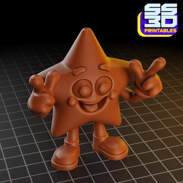 tar emoji, 3D printable star, cute star STL, cartoon star 3D model, fun emoji STL, star character 3D print, 3D printing decor, emoji figurine STL, peace sign star, kawaii star 3D model, STL for 3D printing, desk decor 3D print, fun 3D printable model, resin printable star, FDM friendly STL