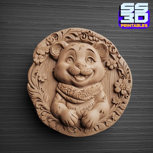 Bear Bas-Relief 3D Printable STL File – Decorative Art for CNC & 3D Printing - Image 3
