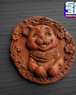 Bear Bas-Relief 3D Printable STL File – Decorative Art for CNC & 3D Printing