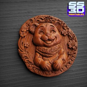 Bear Bas-Relief 3D Printable STL File – Decorative Art for CNC & 3D Printing