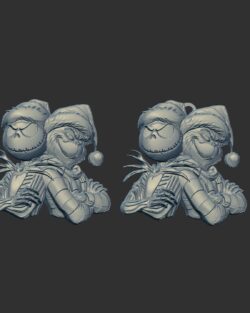 Jack Skellington and Grinch 3D Bas-Relief Model for CNC and 3D Printing