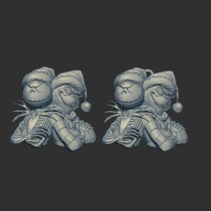 Jack Skellington and Grinch 3D Bas-Relief Model for CNC and 3D Printing