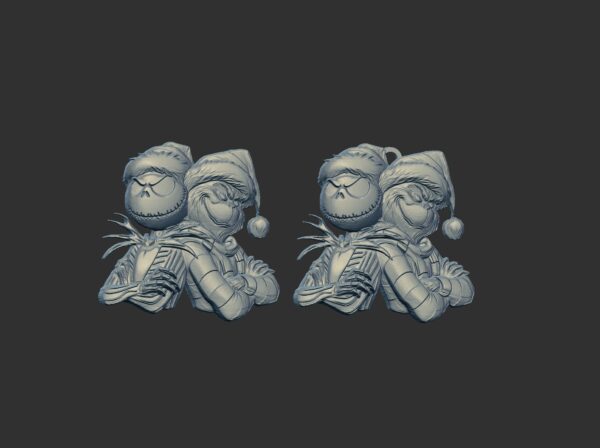 Jack Skellington and Grinch 3D Bas-Relief Model for CNC and 3D Printing - Image 2