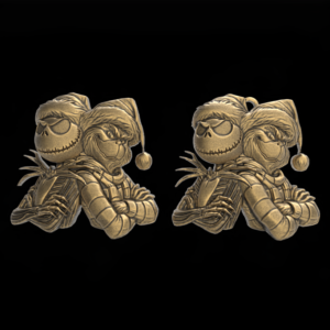 Jack Skellington and Grinch 3D Bas-Relief Model for CNC and 3D Printing