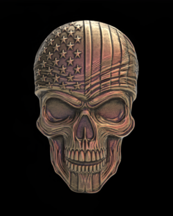 Patriotic Skull 3D Model for CNC and 3D Printing | Bas-Relief Engraving