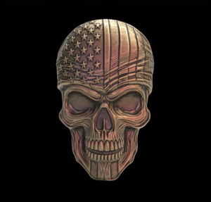 Patriotic Skull 3D Model for CNC and 3D Printing | Bas-Relief Engraving