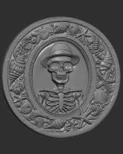 Skeleton Beachcomber 3D Bas-Relief Model for CNC and 3D Printing