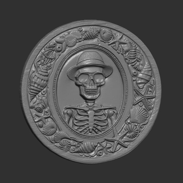 Skeleton Beachcomber 3D Bas-Relief Model for CNC and 3D Printing