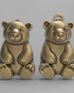Bear Keychain 3D Model for 3D Printing and CNC Carving
