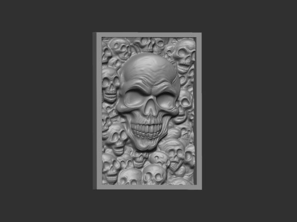 Skull Wall Panel 3D Bas-Relief Model for CNC and 3D Printing - Image 2