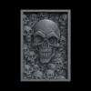 Skull Wall Panel 3D Bas-Relief Model for CNC and 3D Printing