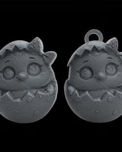 Easter Chick in Egg 3D Model – STL File for 3D Printing & CNC Engraving