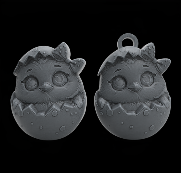 Easter Chick in Egg 3D Model - STL File for 3D Printing & CNC Engraving - Image 2