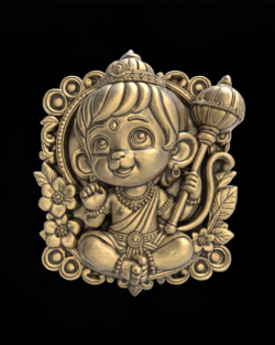 Baby Hanuman 3D Model – STL File for 3D Printing & CNC Carving