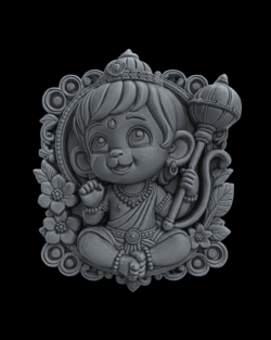 Baby Hanuman 3D Model – STL File for 3D Printing & CNC Carving