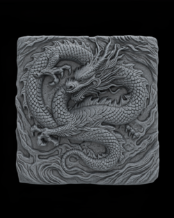 Dragon Bas-Relief Artwork STL File for 3D Printing & CNC Engraving
