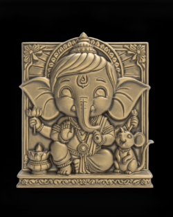 Cute Ganesha Bas-Relief Artwork STL File for 3D Printing
