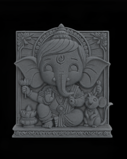 Cute Ganesha Bas-Relief Artwork STL File for 3D Printing