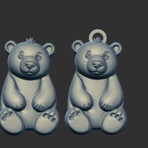 Bear Keychain 3D Model for 3D Printing and CNC Carving