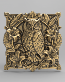 Owl Bas-Relief 3D Model for CNC Carving and 3D Printing