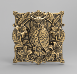 Owl Bas-Relief 3D Model for CNC Carving and 3D Printing