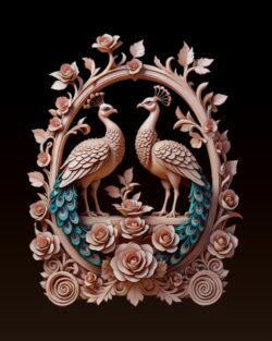 Peacock Floral Relief – 3D Printable & CNC STL