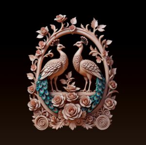 Peacock Floral Relief – 3D Printable & CNC STL