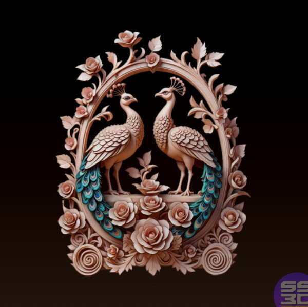 Peacock Floral Relief – 3D Printable & CNC STL