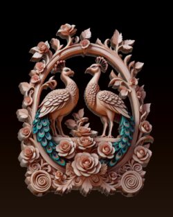 Peacock Floral Relief – 3D Printable & CNC STL