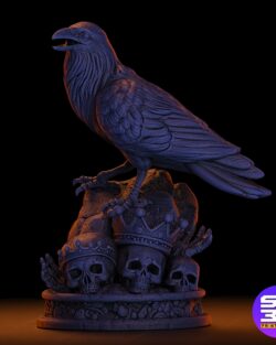 Raven 3D Sculpture Art – High-Detail Printable STL File