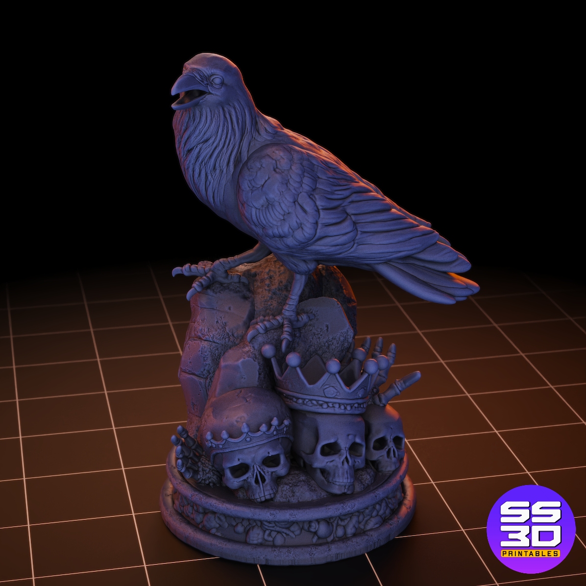 Raven 3D Sculpture, a meticulously crafted digital model designed for 3D printing and CNC carving. This masterpiece from SS3D Printables brings the mystical aura of the raven to life with intricate feather detailing, a lifelike stance, and a striking presence that makes it an exceptional addition to any collection.
