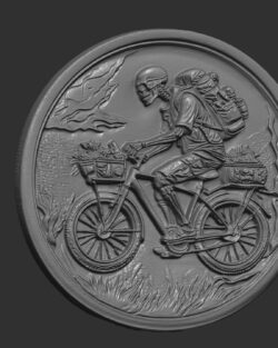 Skeleton Cyclist 3D Model for CNC Bas-Relief and 3D Printing