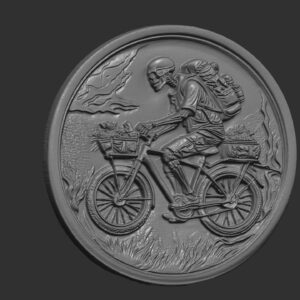 Skeleton Cyclist 3D Model for CNC Bas-Relief and 3D Printing