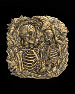 Skull Bas-Relief Artwork STL File for 3D Printing