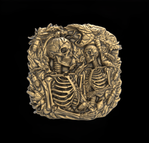 Skull Bas-Relief Artwork STL File for 3D Printing