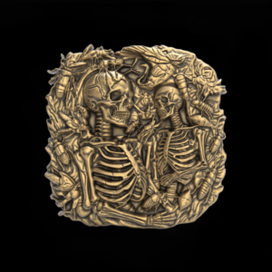 Skull Bas-Relief Artwork STL File for 3D Printing