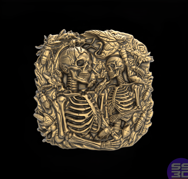 Skull Bas-Relief Artwork STL File for 3D Printing