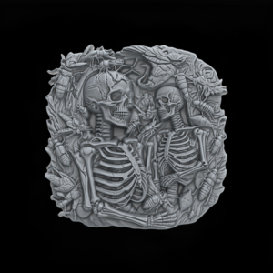 Skull Bas-Relief Artwork STL File for 3D Printing
