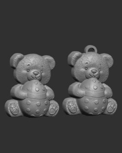 Teddy Bear with Easter Egg 3D Model for CNC Carving and 3D Printing