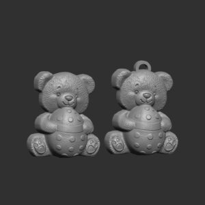 Teddy Bear with Easter Egg 3D Model for CNC Carving and 3D Printing