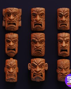 Tiki Mask Collection – 3D Printable & CNC Ready STL Files