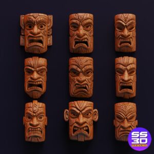 Tiki Mask Collection – 3D Printable & CNC Ready STL Files