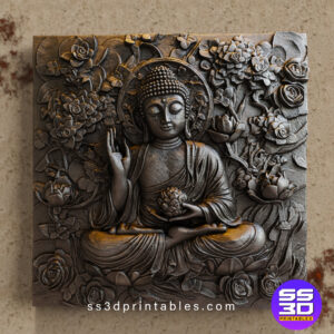Buddha Divine Bas-Relief – 3D Printable & CNC Ready STL File