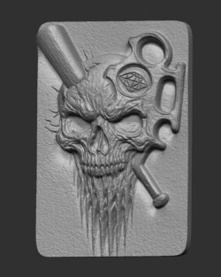 skull with a baseball bat piercing