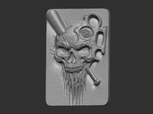 skull with a baseball bat piercing
